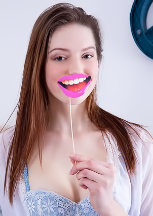 Sexy Brunette Shawni Baring Lovely Breasts With Alluring Pale-pink Nipples