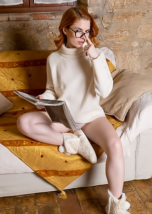 Sexy Redhead Christal May In Glasses