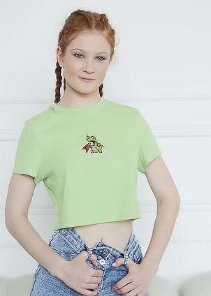 Foxy Sofilie Revealing The Fluffy Tuft Of Ginger Hair That Crowns Her Plump Pussy