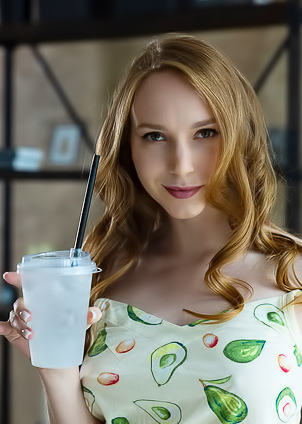 Vicki Wade Letting The Drops Trickle Over Her Lovely Breasts And Down To Her Fluffy Ginger Curls