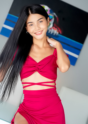 Vina Rae Posing In Lacy Panties And High Heels With Her Perky Breasts Bare