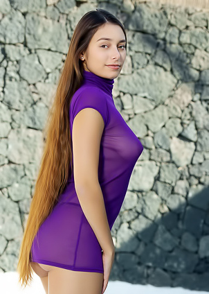 Shelena Silky Brunette Hair So Long It Reaches All The Way Down Past The Curve