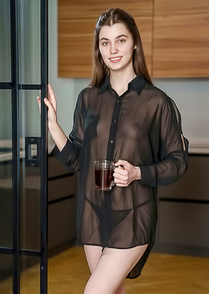 Danna Bliss Her Sheer Black Shirt Skimming Over Her Lovely Breasts