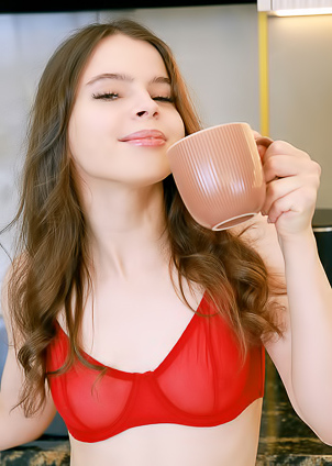 Indiana Russian Brunette Is Delightfully Enticing In Sexy Red Lingerie