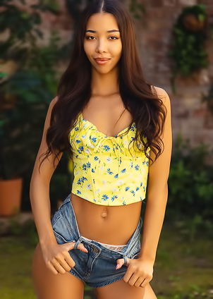 Lia Lin Shows Off Her Peachy Bottom In Bun-hugging Jean Shorts