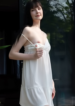 Amelia Riven Enticingly Strips To Heels On Patio Then Masturbates Indoors With Dildo Ecstasy
