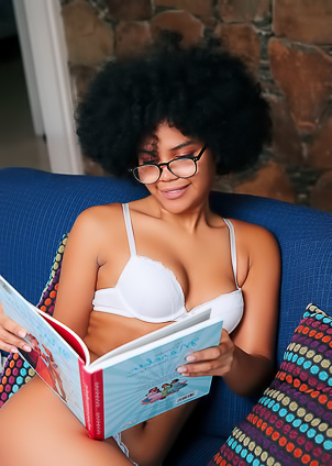 Selva Lapiedra Teases Barefoot On Couch With Glasses Sliding Off Her Perky Breasts