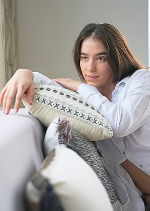 Karolin Gomez Lays On Couch And Teases Her Wet Pussy