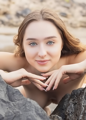 Bozhenas Playful Beach Tease Features Her Sheer Bikini And Curvy Assets