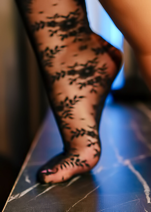Erika Heiss Rips Stockings Off While Spreading Shaved Pussy