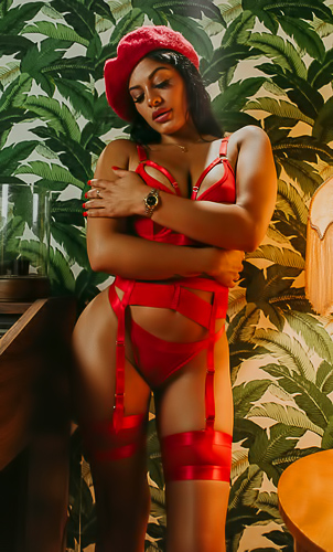 Yung Flower In Amazing Sexy Bright Red Lingerie For Her First Shoot